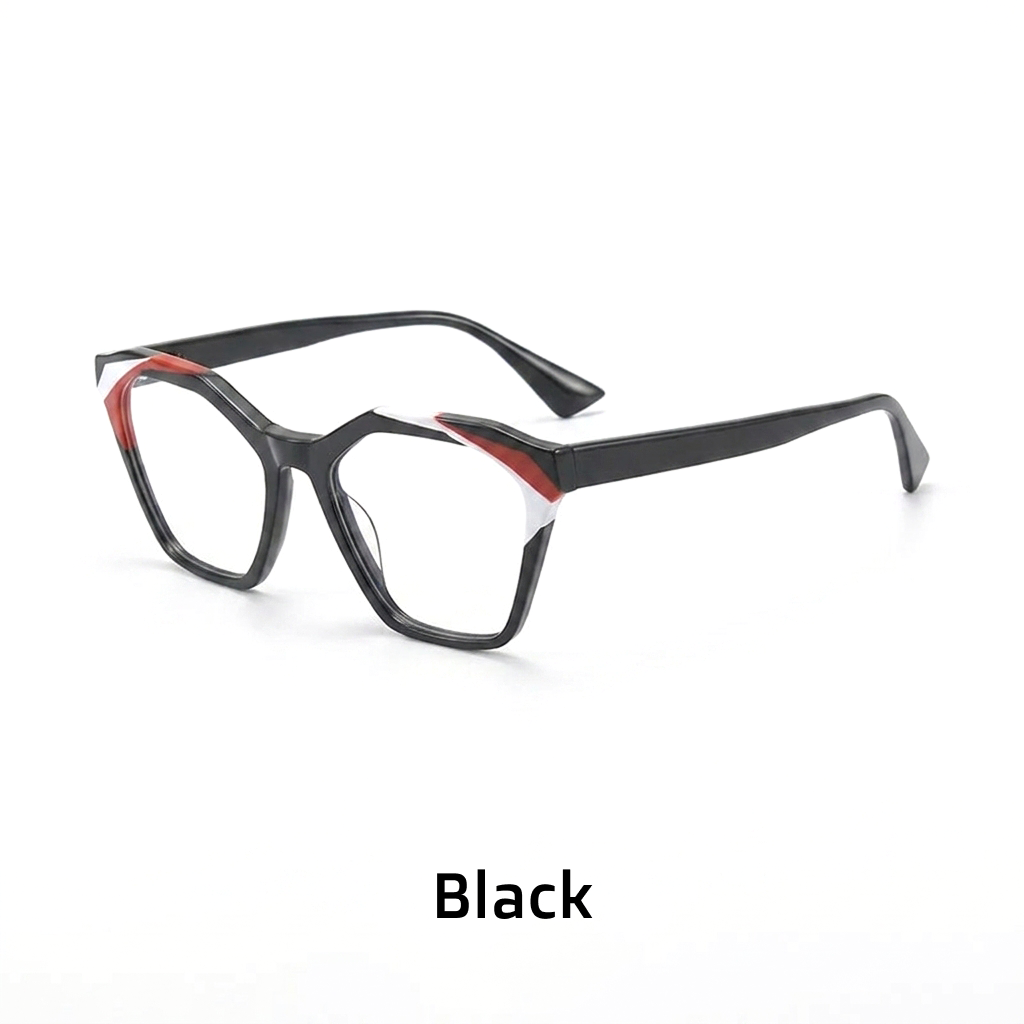 Acetate Cat Eye Optical Glasses Frame – Irregular Square Large Face