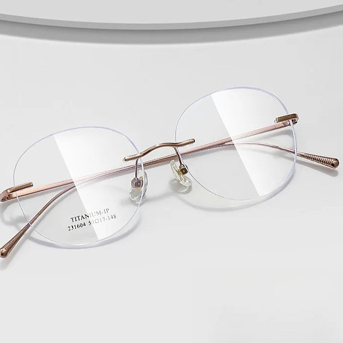 Ultra-Light Titanium Round Rimless Eyeglasses - Prescription Ready Optical Frames