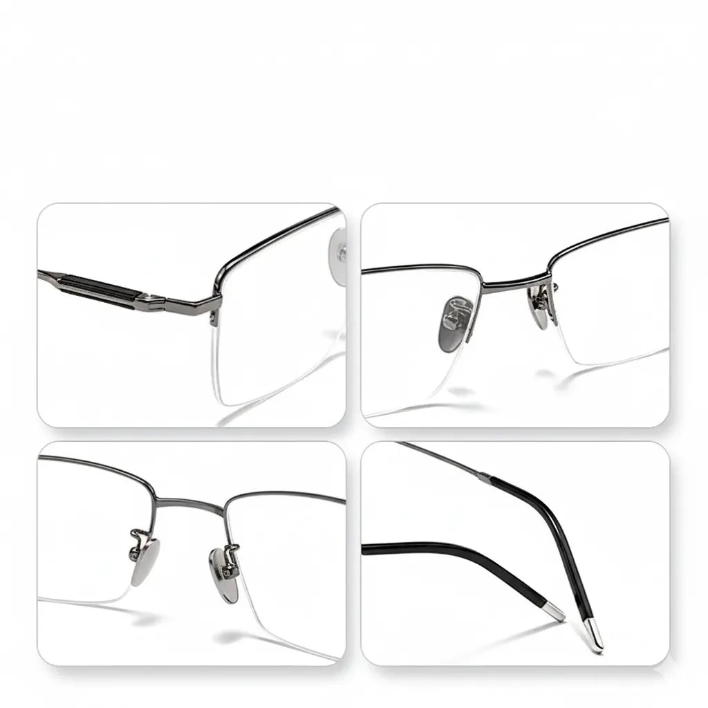 Ultra Light 8g Titanium Half-Frame Eyeglasses - Optical Prescription Frames