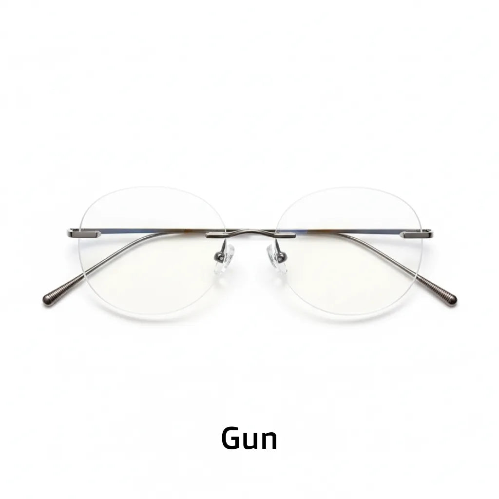 Ultra-Light Titanium Round Rimless Eyeglasses - Prescription Ready Optical Frames