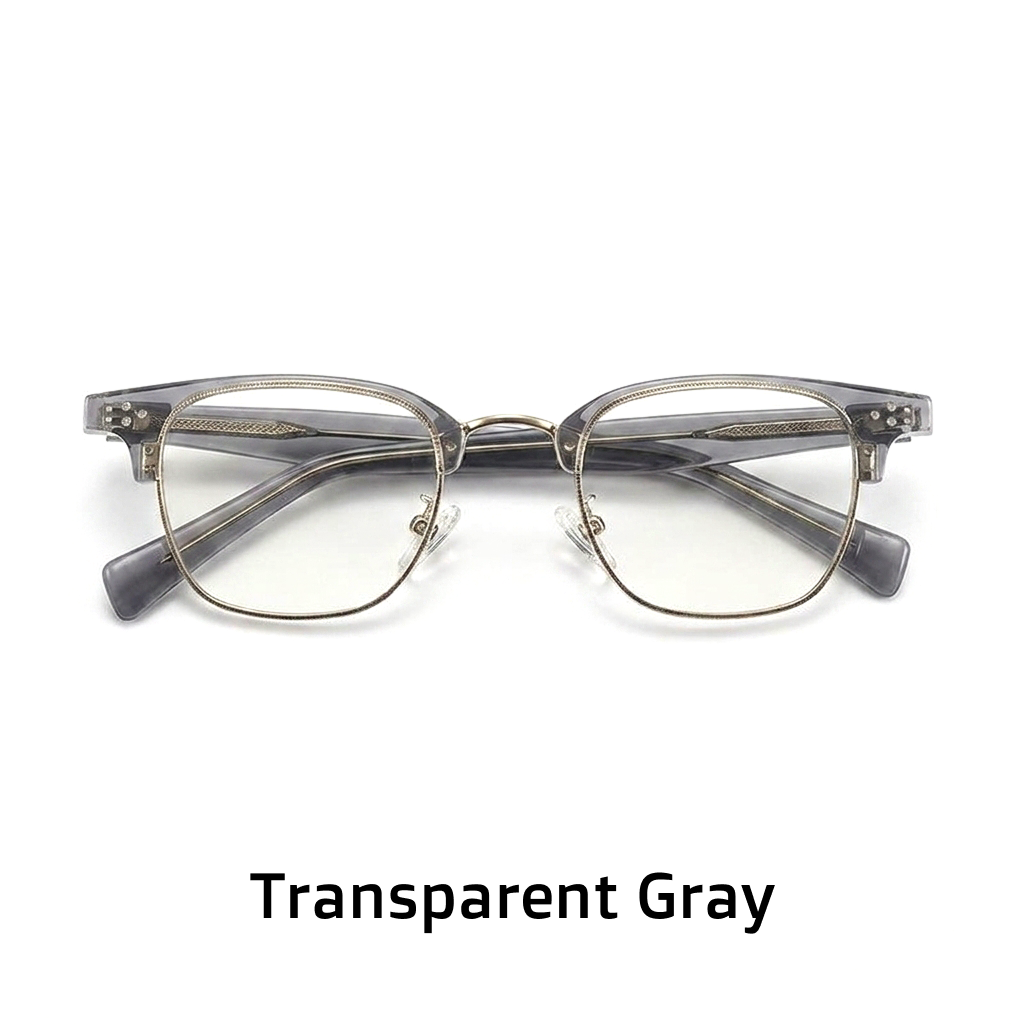 Retro Half-Frame Square Acetate Glasses