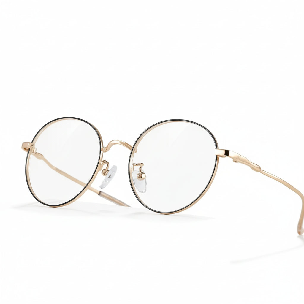 Memory Titanium Eyeglass Frame - Ultra Light Retro Round Optical Prescription Glasses