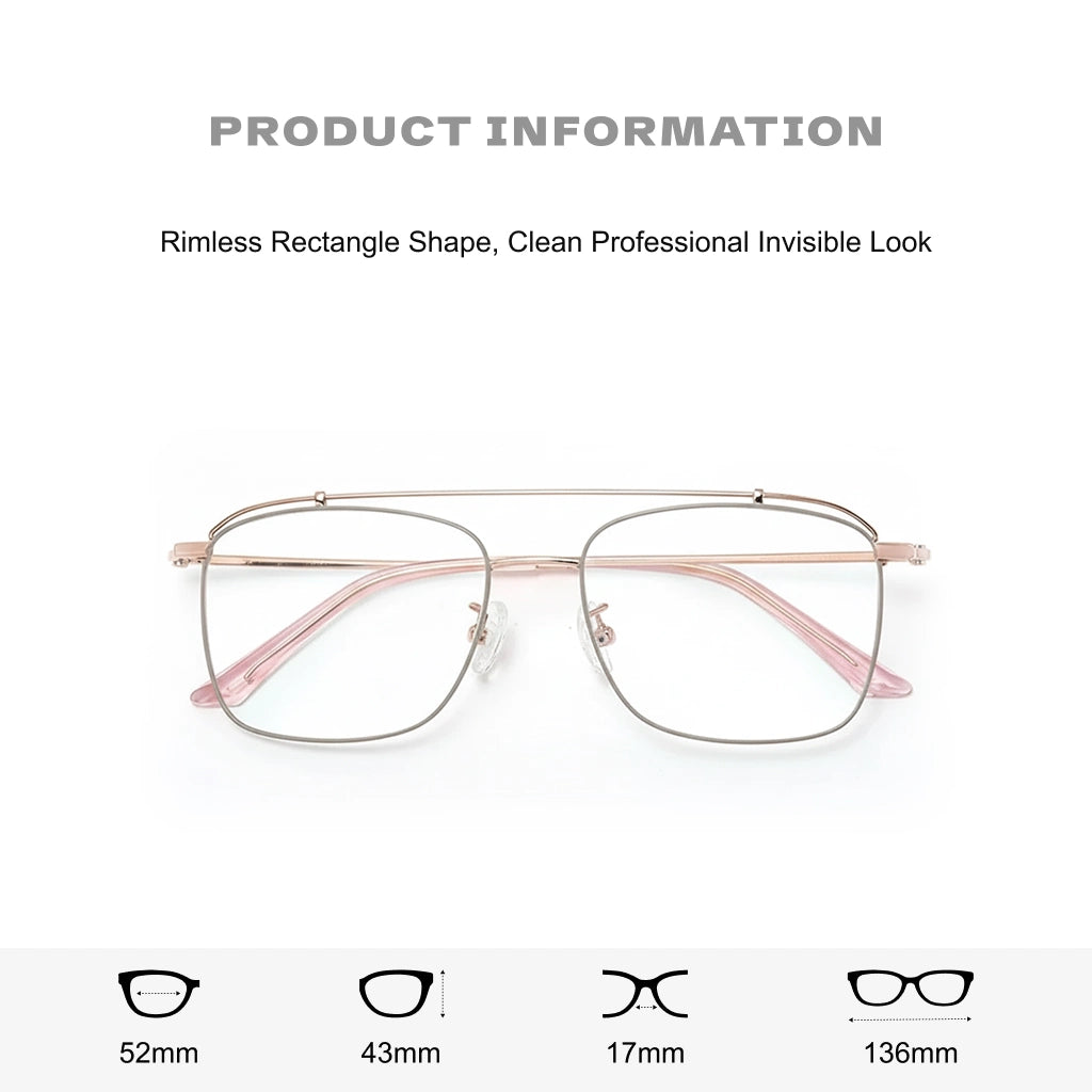 Titanium Square Glasses Frame - Anti Blue Light Optical Prescription