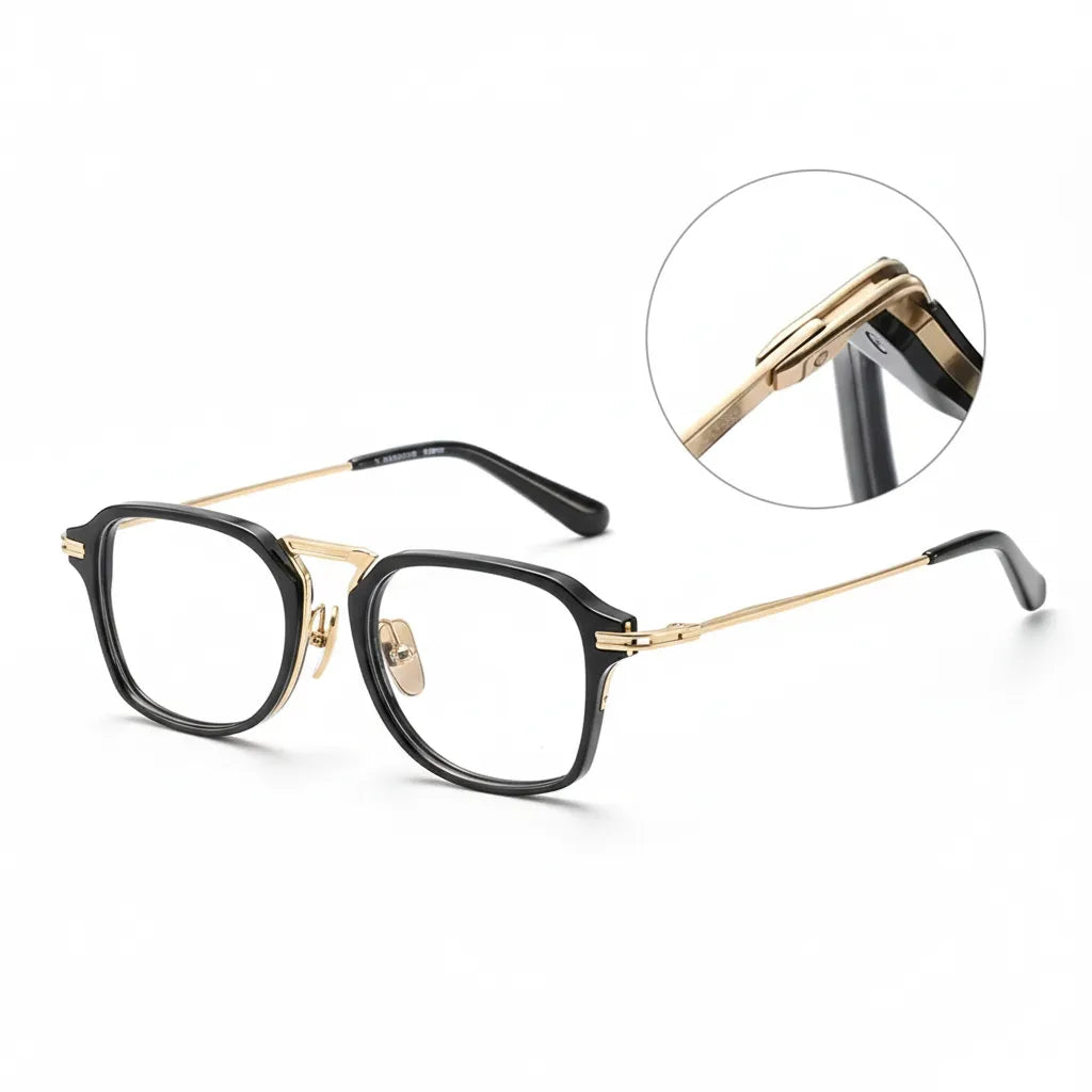Retro Square Titanium Eyeglass Frame - Unisex Optical DTX413