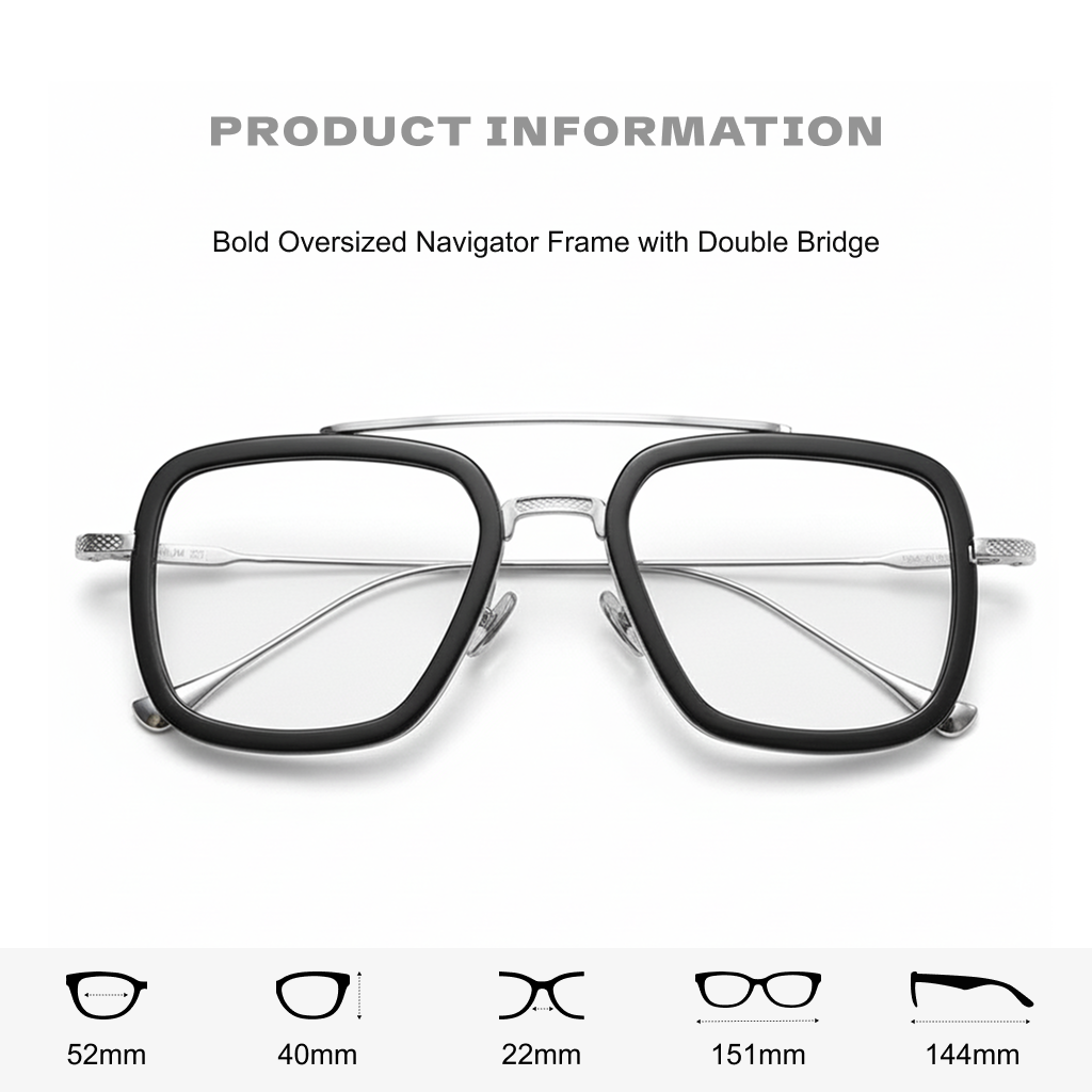 Titanium Retro Double Beam Optical Eyeglasses Frame – Unisex Prescription