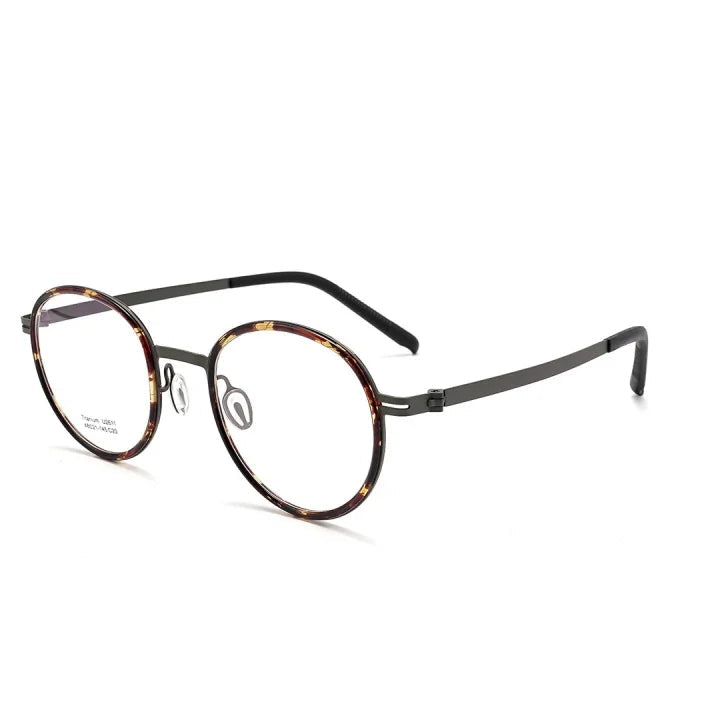 Pure Titanium Round Eyeglass Frame - Ultra Light Retro Optical Glasses