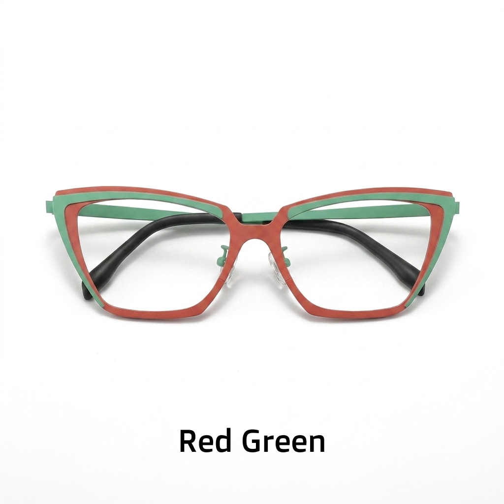 Titanium Cat-Eye Optical Frames – Dual-Tone Unisex Prescription Eyeglasses