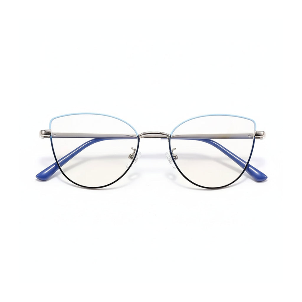 Retro Cat Eye Metal Eyeglass Frame with Blue Light Protection