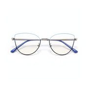 Retro Cat Eye Metal Eyeglass Frame with Blue Light Protection