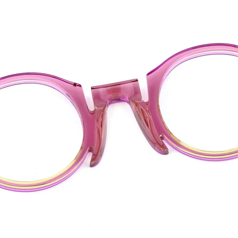 Retro Round Eyeglass Frame with Wooden Temples