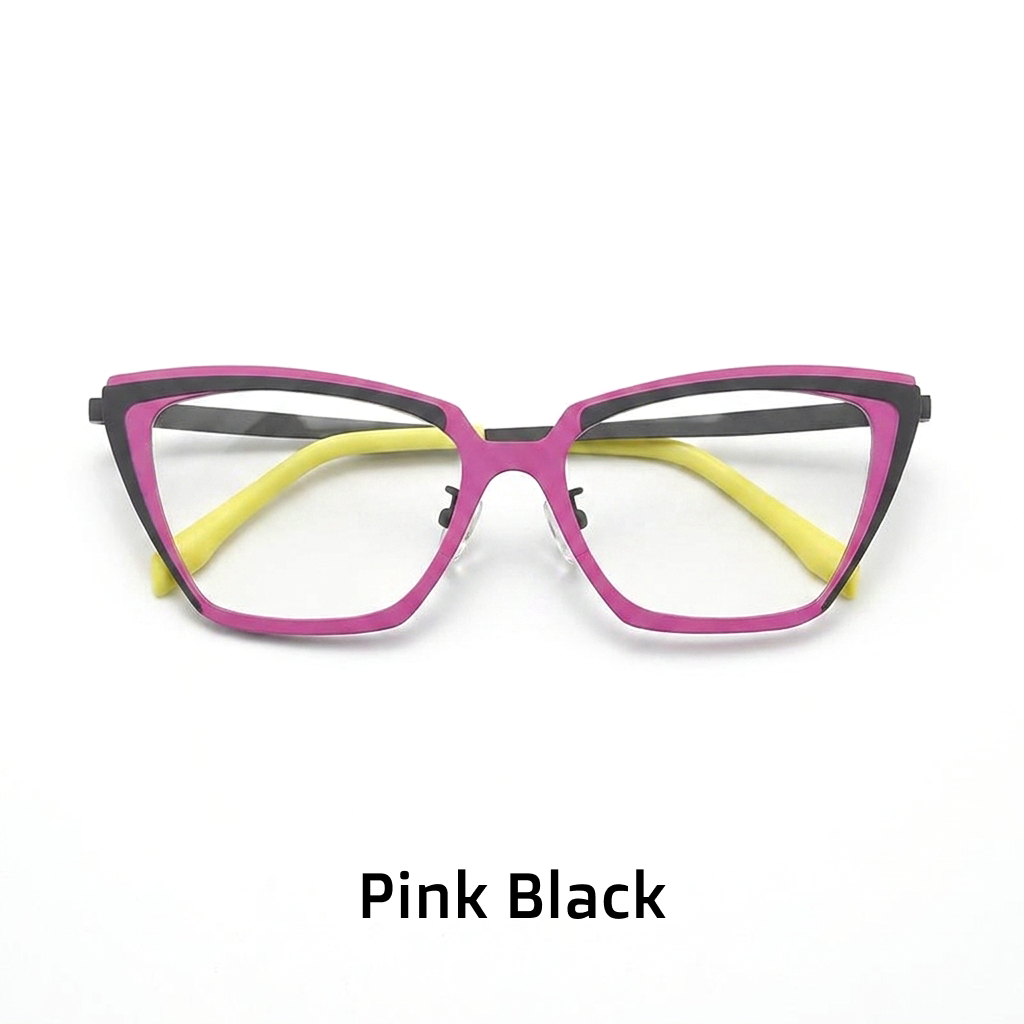 Titanium Cat-Eye Optical Frames – Dual-Tone Unisex Prescription Eyeglasses