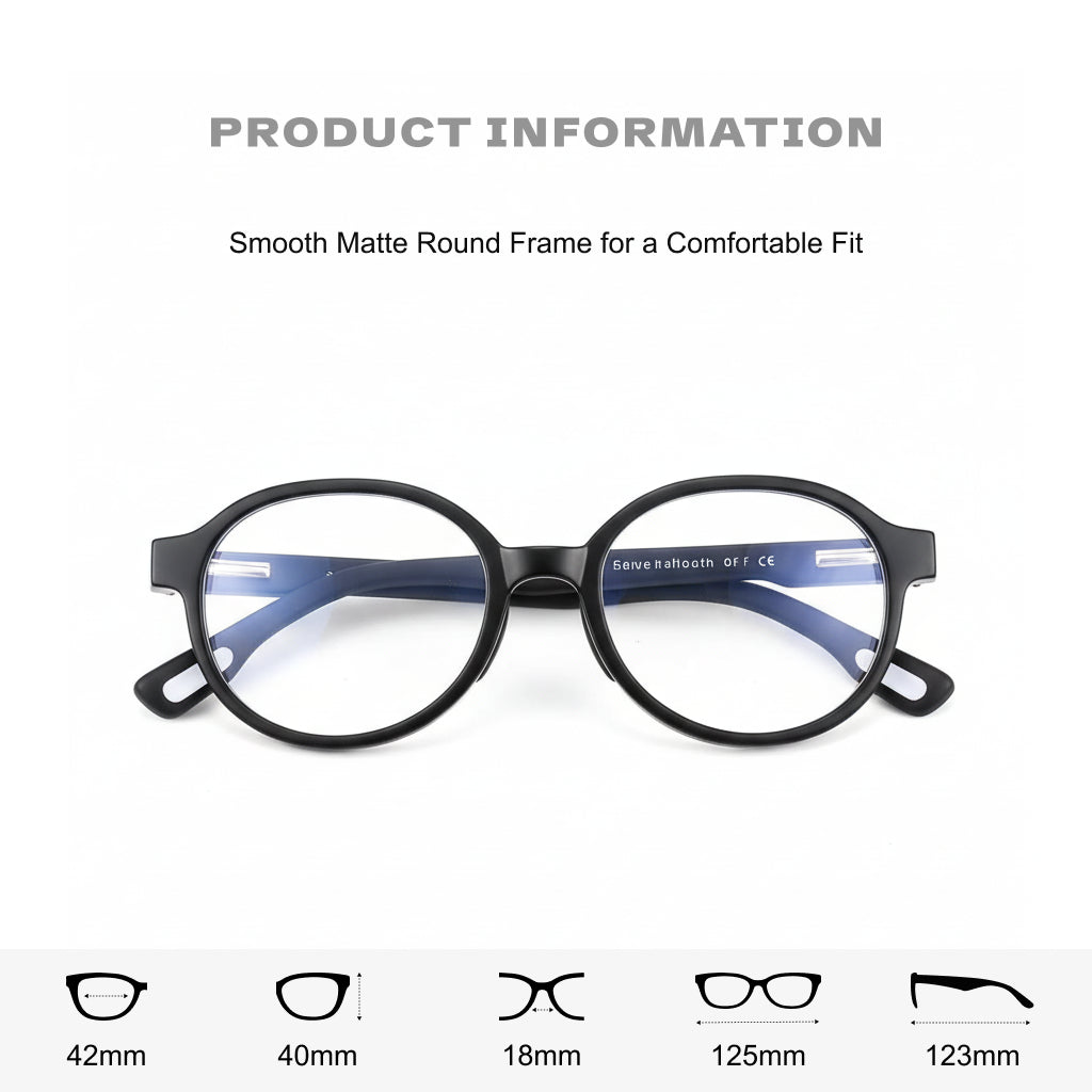 Kids Round Blue Light Blocking Glasses - TR90 Frame Ages 8-12