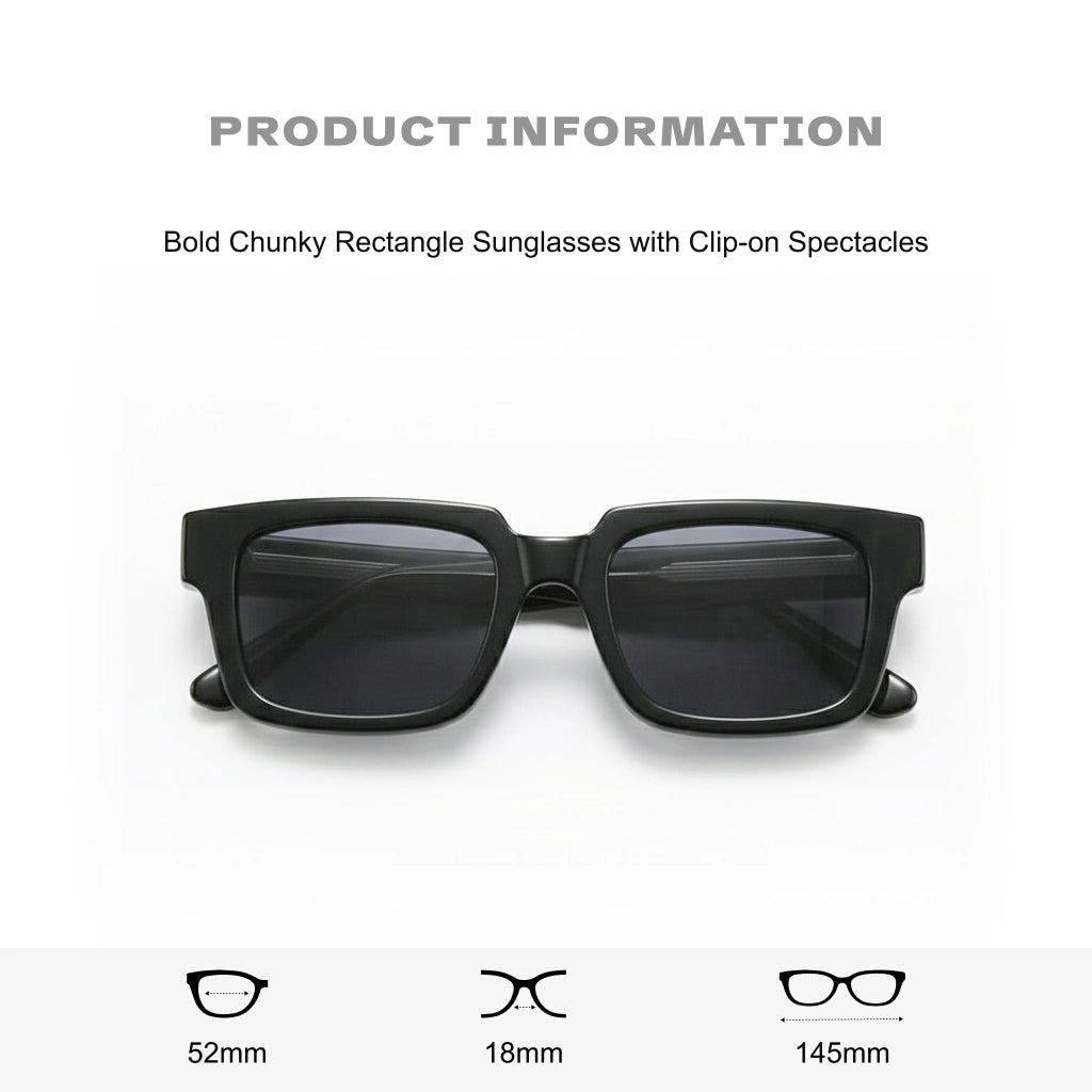 Acetate Magnetic Eyeglasses - Ultra-Lightweight 2-in-1 Polarized Square Frames