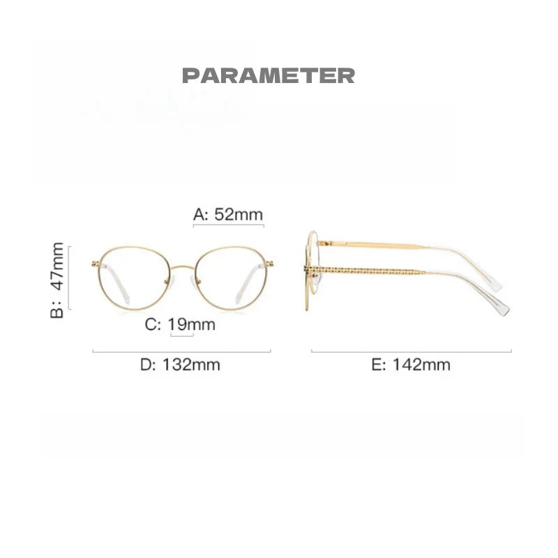 Metal Circular Women's Prescription Glasses - Anti Blue Light Optical Frames