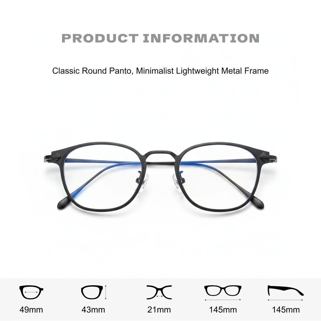 Square Titanium Eyeglass Frame with Anti-Blue Light - SK-711
