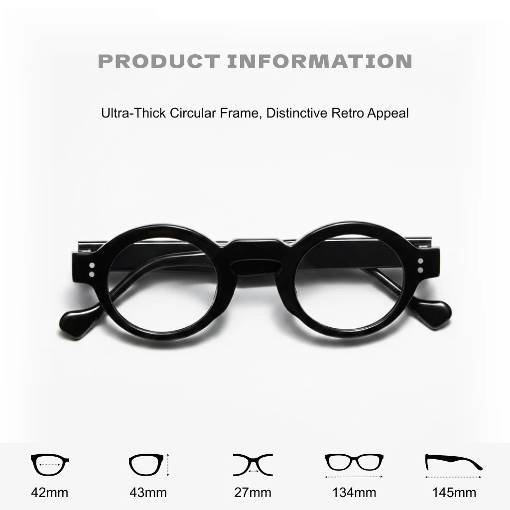 Retro Elliptical Acetate Glasses Frame - Unisex Optical Prescription Eyewear
