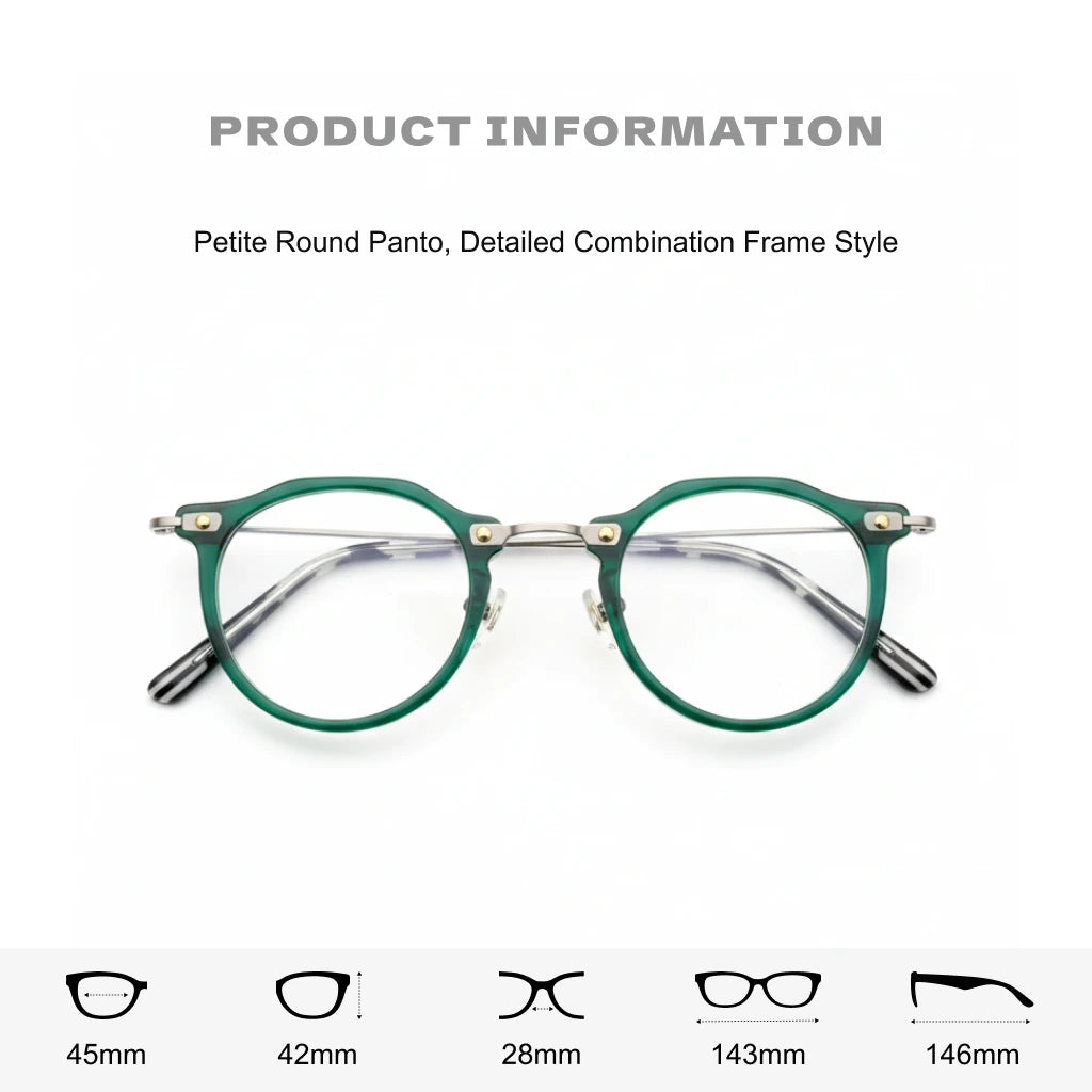 Ultra Light Round Retro Eyeglass Frame - Japanese Style Optical Prescription