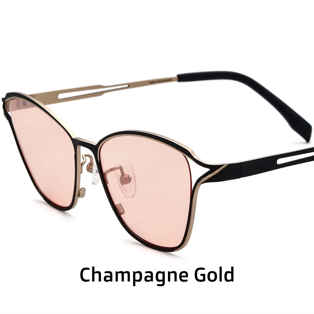 Cat Eye Titanium Polarized Sunglasses UV400 Spliced Color