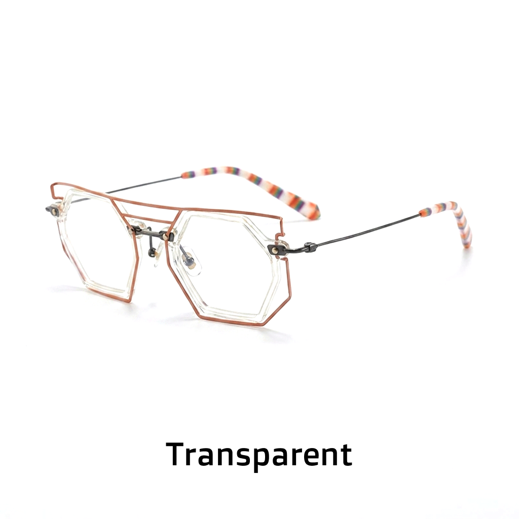Nischendesigner-Polygon-Persönlichkeitsbrillengestell, quadratische Retro-Literaturmode, optische Myopiebrille mit Sehstärke, großes Gesicht