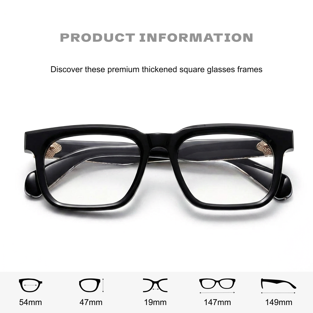 Thickened Square Acetate Glasses Frame – Unisex Optical