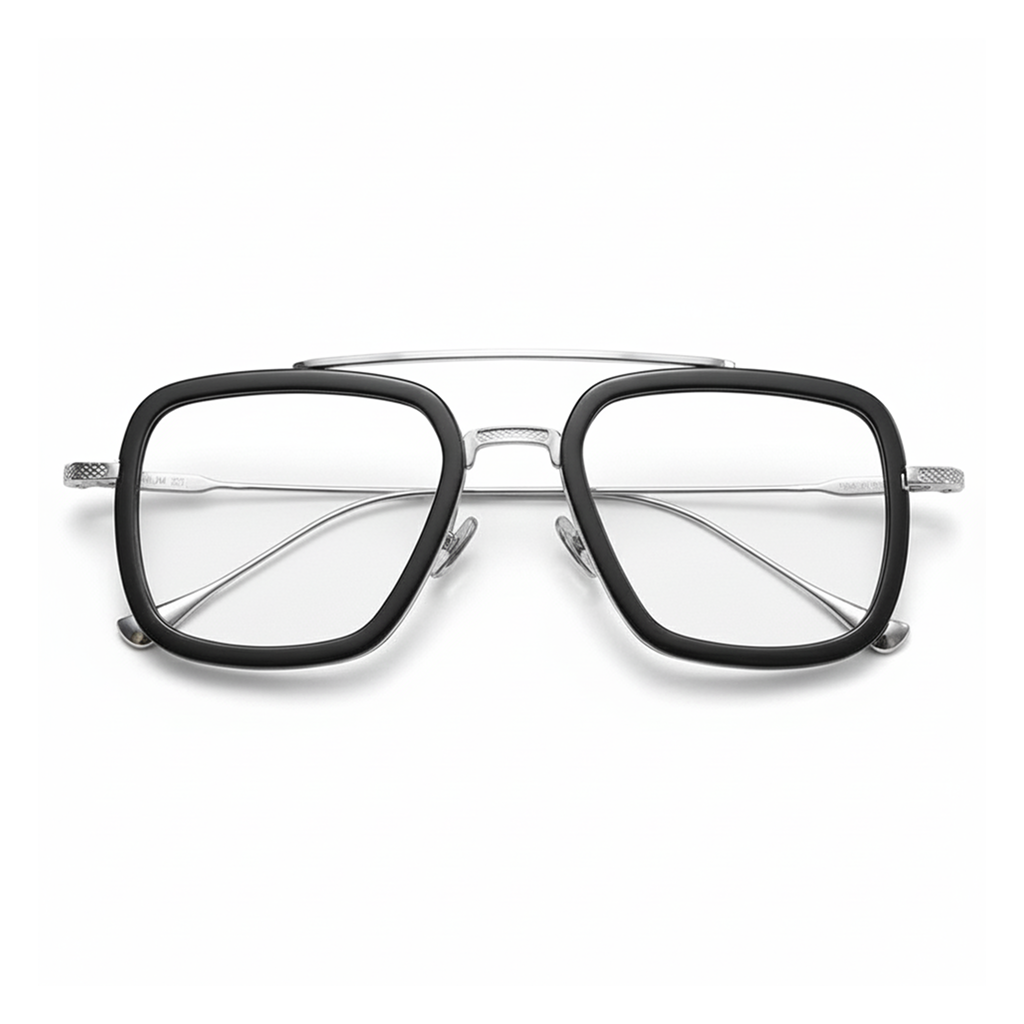 Titanium Retro Double Beam Optical Eyeglasses Frame – Unisex Prescription