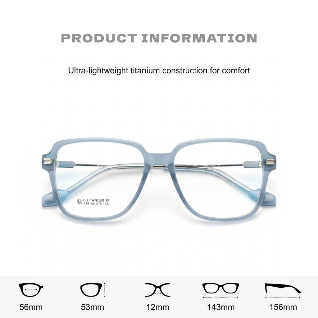 Titanium Polygonal Eyeglass Frame - Anti Blue Light Optical Glasses