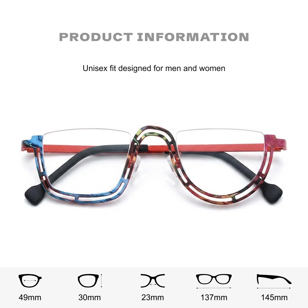 Titanium Semi-Rimless Square Optical Frames – Mosaic Colors