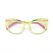 Titanium Cat Eye Optical Glasses Frame – Two-Tone Color Block Unisex