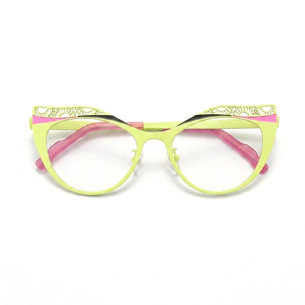Titanium Cat Eye Optical Glasses Frame – Two-Tone Color Block Unisex