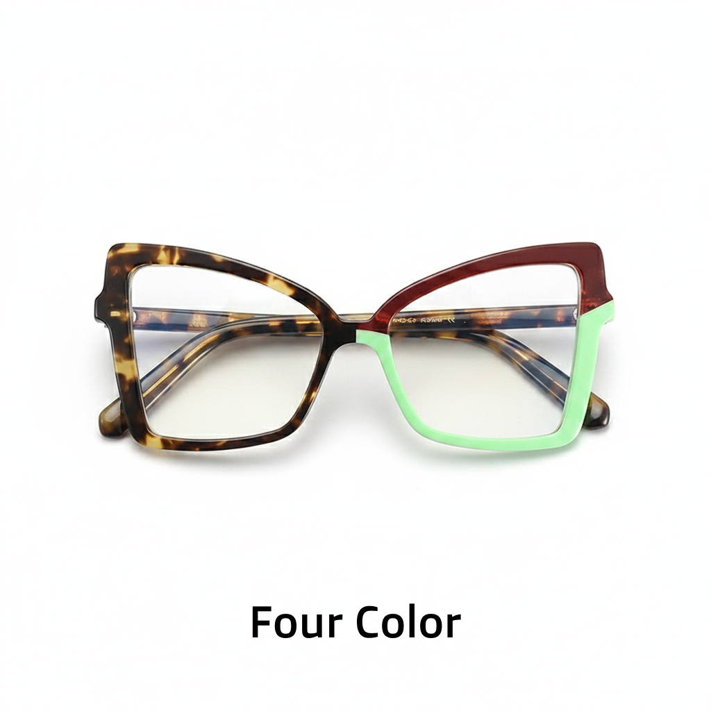 מסגרות אופטיות של Cat-Eye Acetate Patchwork