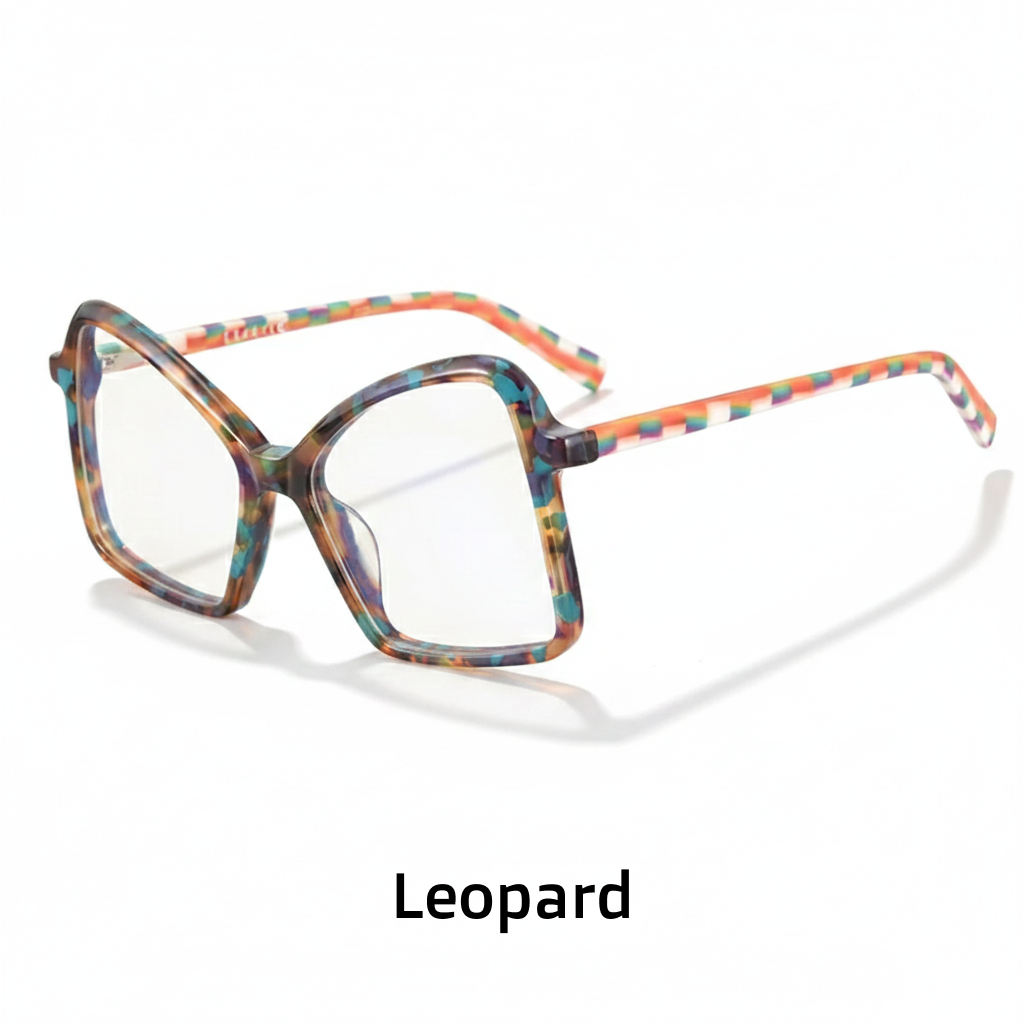 Montature da vista in acetato con montatura grande quadrata Cat Eye trasparente