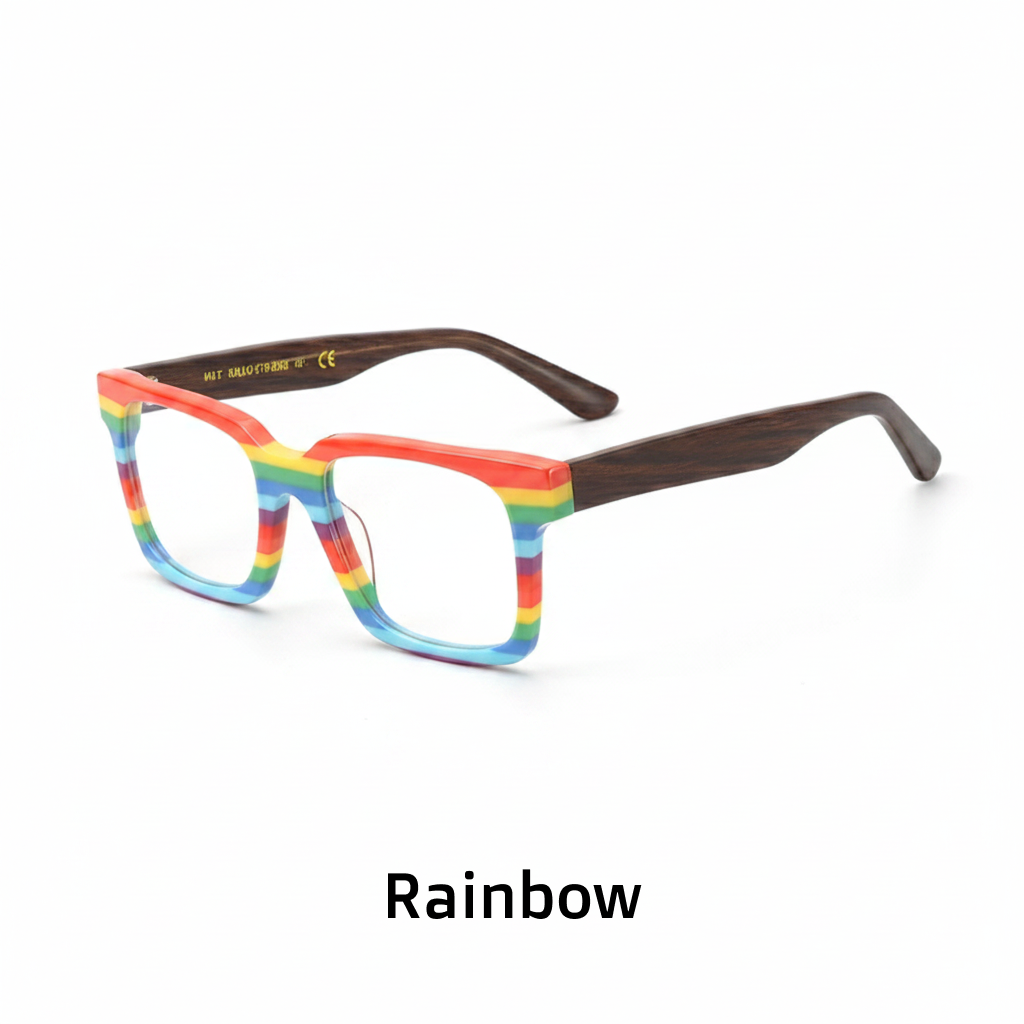 Quadratische optische Brillengestelle aus Acetat in Patchwork-Farben