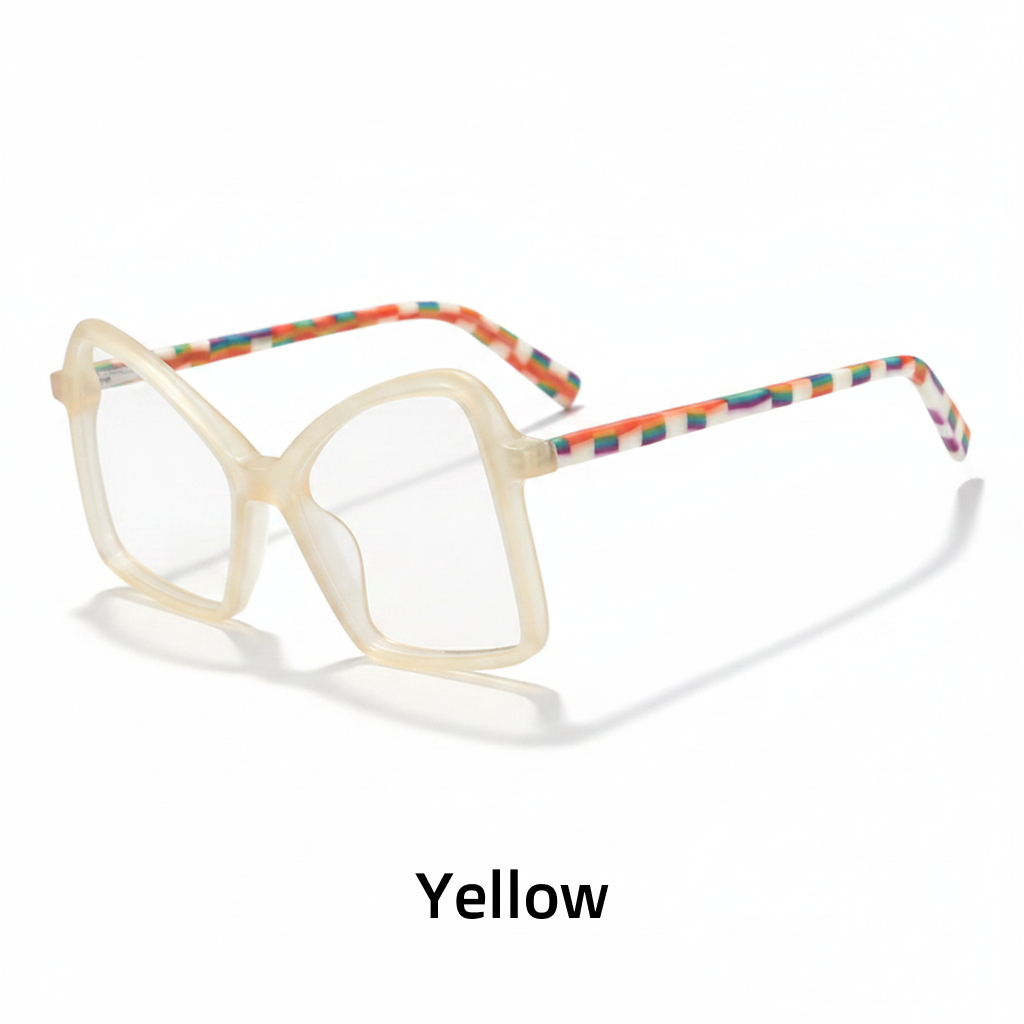 Montature da vista in acetato con montatura grande quadrata Cat Eye trasparente