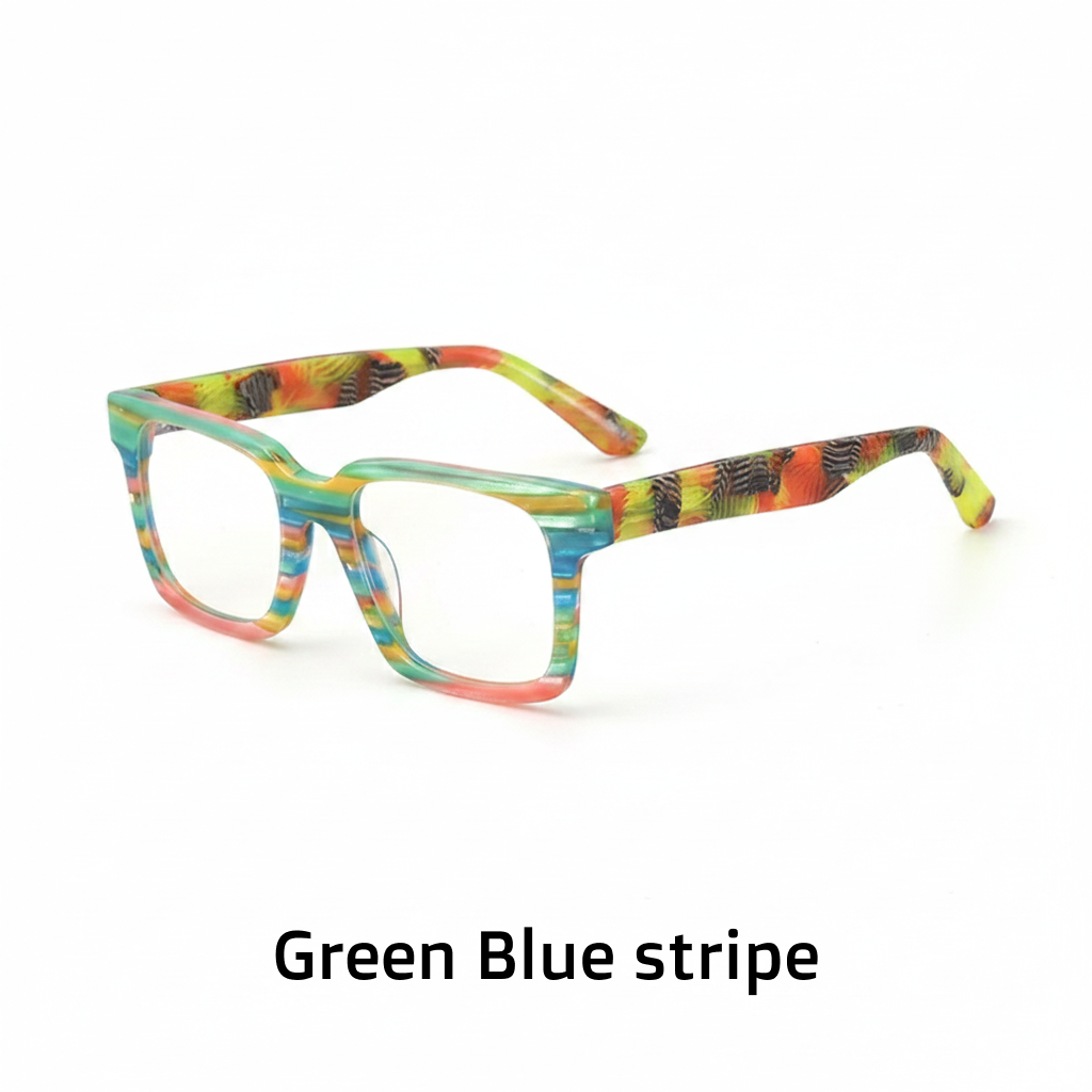 Quadratische optische Brillengestelle aus Acetat in Patchwork-Farben