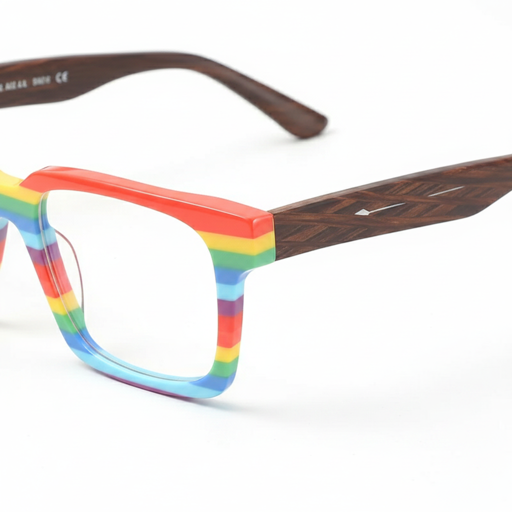 Quadratische optische Brillengestelle aus Acetat in Patchwork-Farben