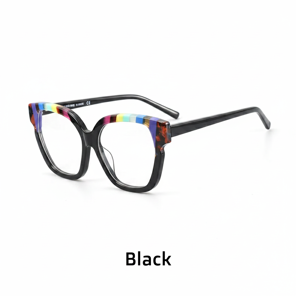 Montatura per occhiali da vista quadrati Cat-Eye in acetato