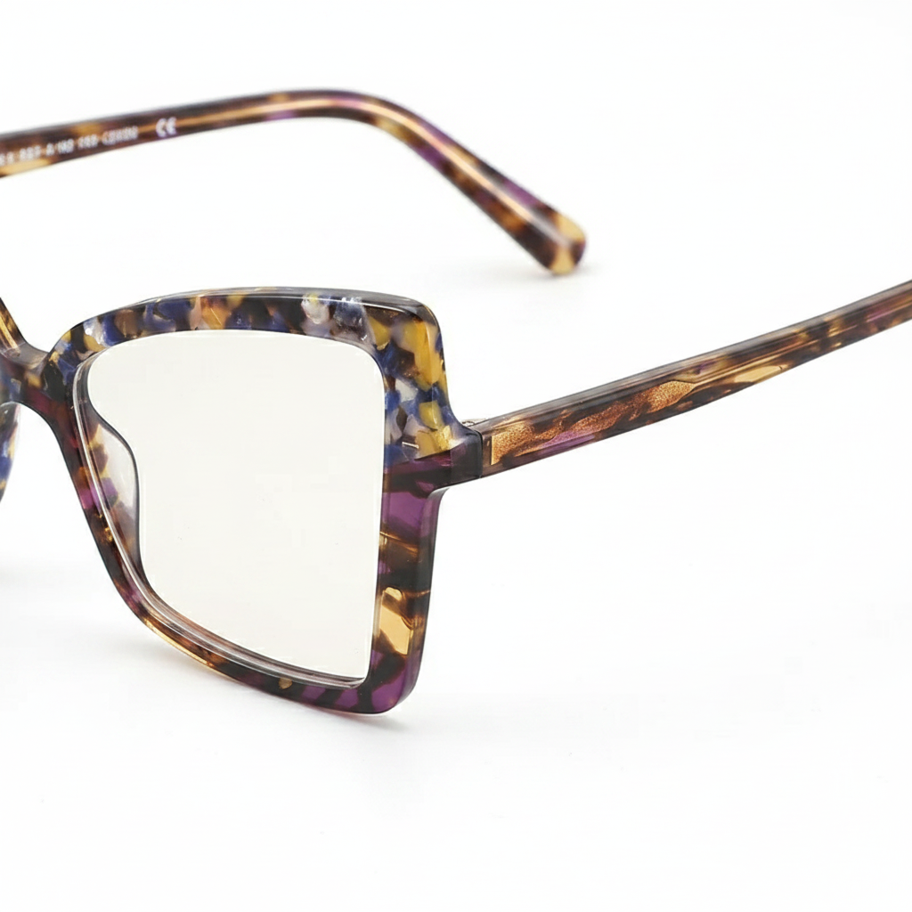 מסגרות אופטיות של Cat-Eye Acetate Patchwork