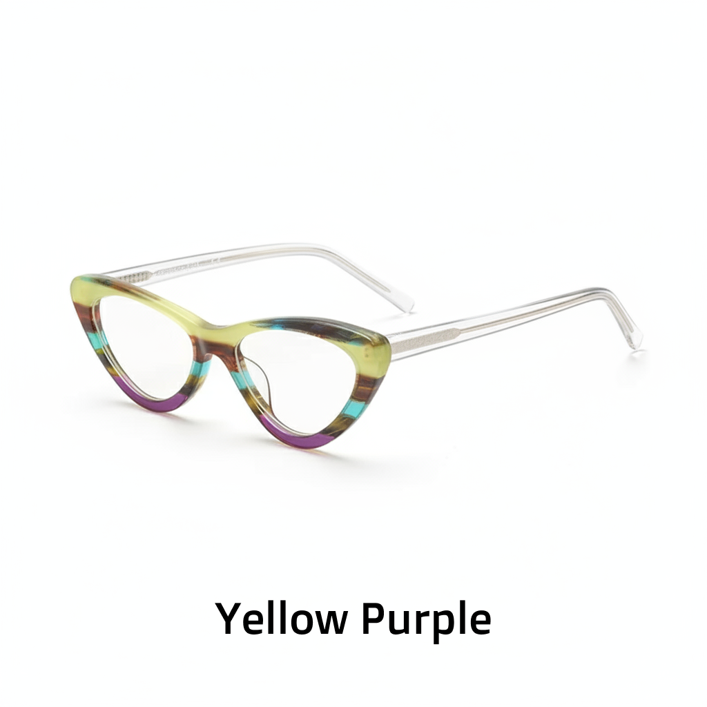 Spliced Color Cat Eye Acetate Optical Eyeglass Frames