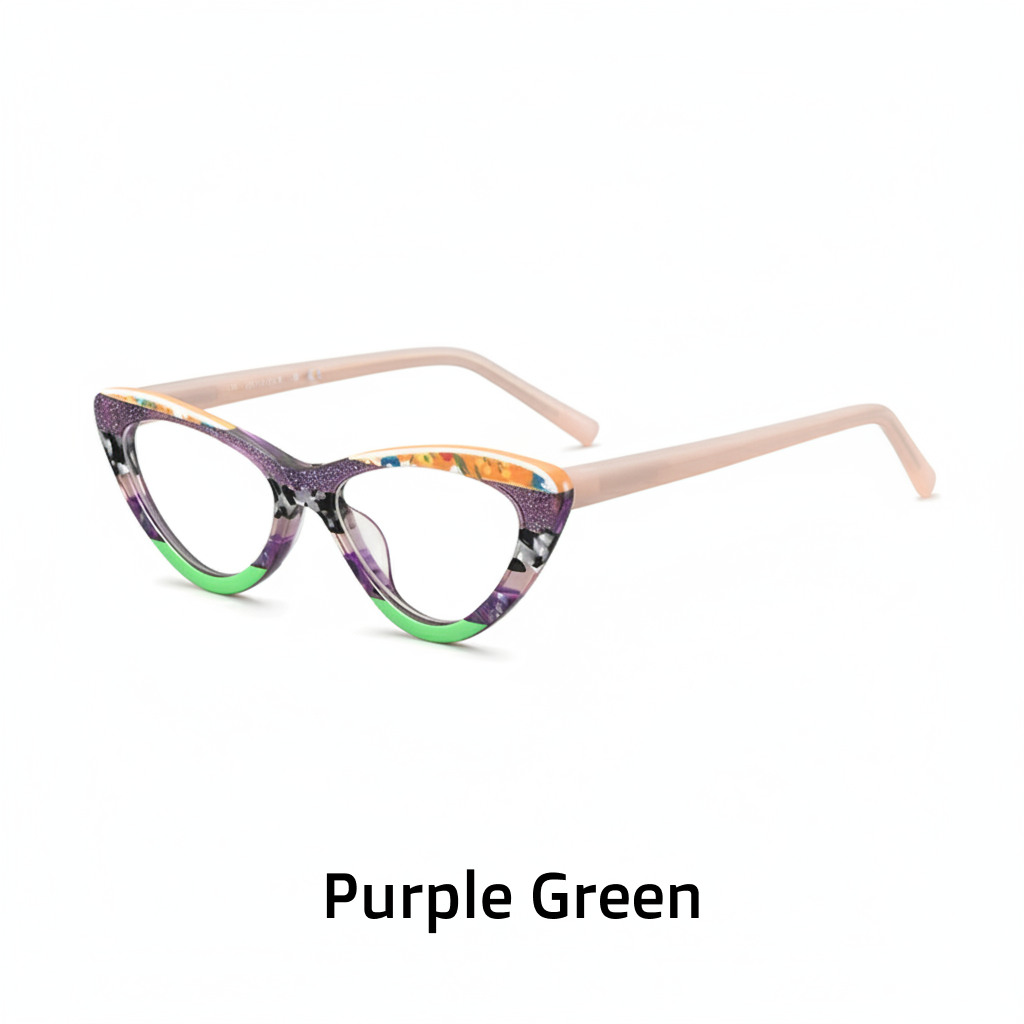 Spliced Color Cat Eye Acetate Optical Eyeglass Frames