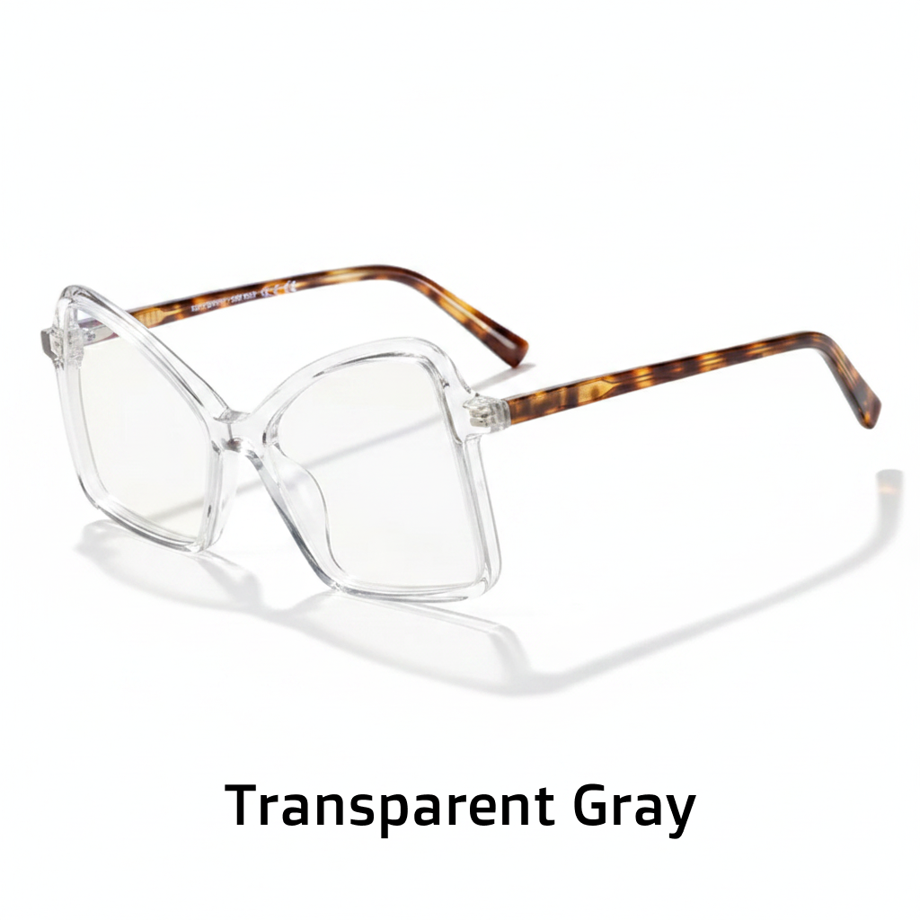 Montature da vista in acetato con montatura grande quadrata Cat Eye trasparente