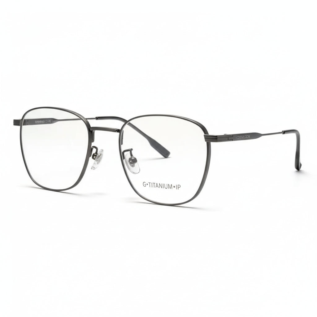Large Face Titanium Glasses Frame - Retro Polygonal Optical Prescription Eyewear