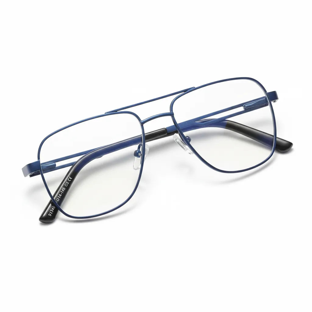 Anti Blue Light Metal Eyeglass Frame - Double Beam Optical Prescription Glasses